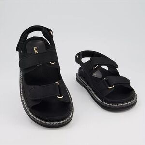 NWOB Alias Mae Black Pascale Chunky Canvas Strappy Platform Sandal EU 38/US 7.5